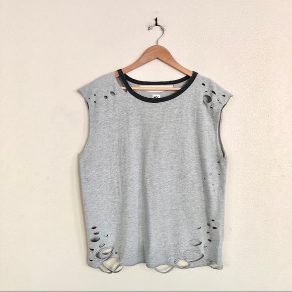 NSF Harley Distressed Muscle Boyfriend Tank Tee in Heather Grey - Picture 4 of 8
